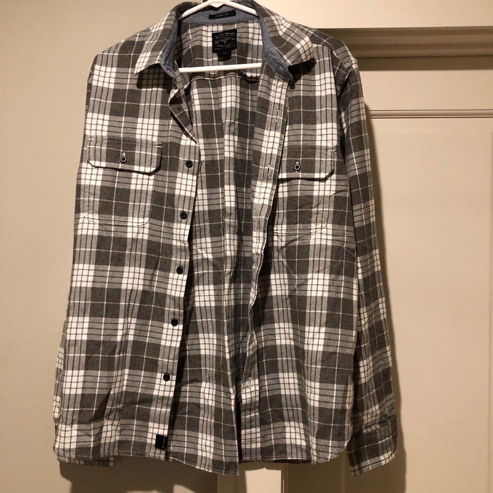 Lucky Brand Men's Black Label Flannel Plaid Button
